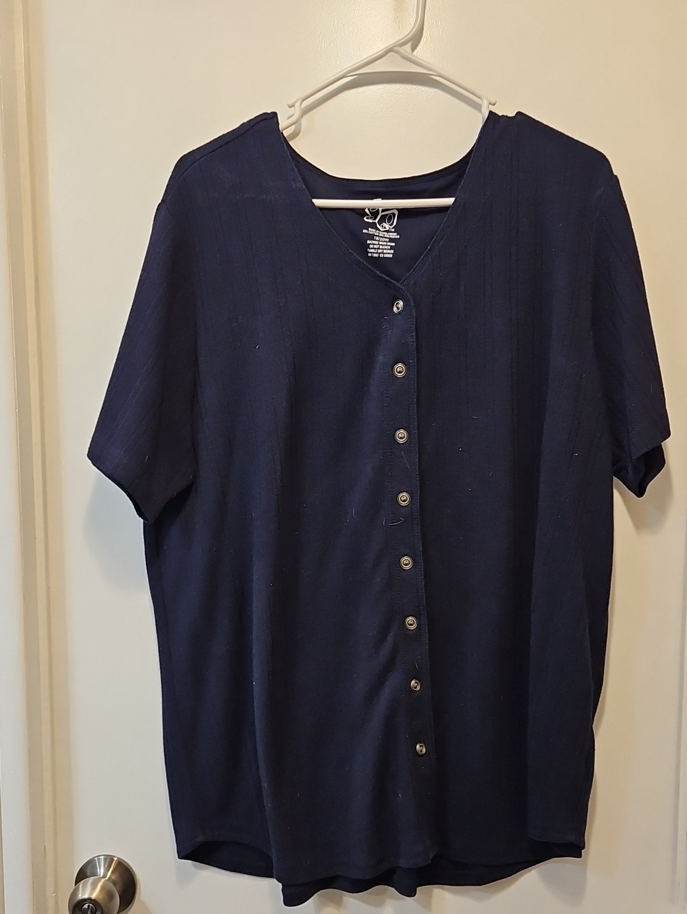 Fashion Bug Navy Button-Front Women’s Short Sleeve Shirt
